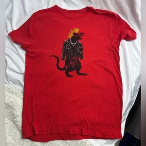 John Varvatos Shirt Mens M, Medium Graphic Print Tee Crewneck Pullover Red